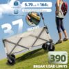 Folding Wagon, Heavy Duty Utility Beach Wagon Cart For Sand With Big Wheels, Adjustable Handle & Drink Holders For Shopping, Camping, Garden And Outdoor - Antique White / Gray - Image 7