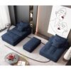 Modern Oversized Modular Sectional Sofa With Ottoman, Seat, Chaise Lounge And Armrest, Sparkling Chenille Fabric Soft Cushion Sofa With 4 Pillows, 4 Pieces Diy Combination Tufted Sofa, No Assembly Required - Blue - Image 13