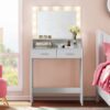 Vanity Desk With Mirror And Lights, Dressing Table With Large Drawer, 2 Level Storage Dresser & 3 Lighting Modes Adjustable Brightness, Suitable For Bedroom - White - Image 2