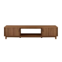 Modern Fluted Door Minimalist TV Stand For TVs Up To 80" - Mocha
