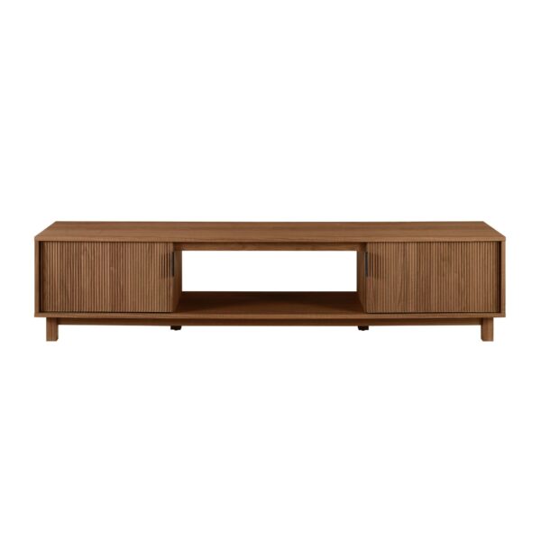 Modern Fluted Door Minimalist TV Stand For TVs Up To 80" - Mocha