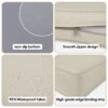 14 Pack Cushion Covers For 7 Piece Wicker Rattan Sectional Sofa (6 Seater), Outdoor Seat And Back Slipcovers With Zippers - Beige - Image 6