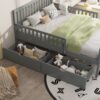 Full Size Platform Bed With Guardrails On Both Sides And 2 Storage Drawers - Gray - Image 3