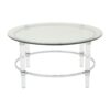 Tempered Glass Round Coffee Table With Four Legs - Clear - Image 5