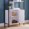 Six Shelf Modern Bookcase With Two Door Storage Cabinet With Two Shelves - White / Black - Image 2