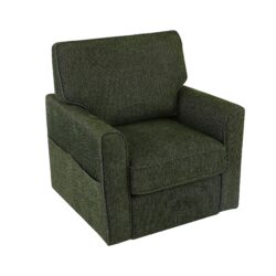 360° Swivel Chair Accent Barrel Armchair With Side Pockets, Chenille Upholstery, Compact Size - Green