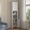 Wooden Bathroom Floor Storage Cabinet With 2 Doors And 6 Shelves - White - Image 14