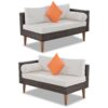 4 Pieces Outdoor Wicker Sofa Set, Patio Furniture With Colorful Pillows, L - Shape Sofa Set - Beige / Brown - Image 12