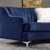 Velvet Curved Sofa - Navy Blue - Image 4