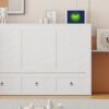 Queen Size Murphy Bed With USB Port, Large Drawer, And Wardrobe / Desk Combo Versatile Cabinet Bed - White - Image 23