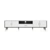 Modern TV Stand & 2 Cabinets & Open Compartments, Entertainment Center For Tvs Up To 80'', Television Console For Living Room - White / Black - Image 10