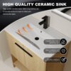 Modern 30" Bathroom Vanity With Ceramic Sink, Freestanding Cabinet, 2 Soft Closing Doors - Oak - Image 9