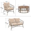 Bohemia-Inspired 4 Person Outdoor Seating Group With Removable Cushions, Conversation Patio Set With Wood Tabletop - Beige - Image 18