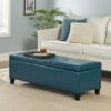 Glouster - Contemporary Storage Ottoman With Upholstered - Teal - Image 2