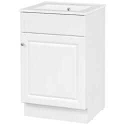 20" Bathroom Vanity With Sink, Freestanding Cabinet With Door Shelf And Adjustable Shelf, And Ceramic Construction - White