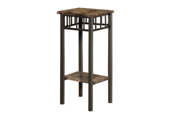 Accent Table Plant Stand Square Marble Look - Espresso