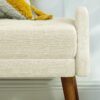 Modern Living Room Bench With Looped Yarn Fabric Soft Cushion Irregular Geometric Armrests Rubber Wooden Legs - Beige - Image 7