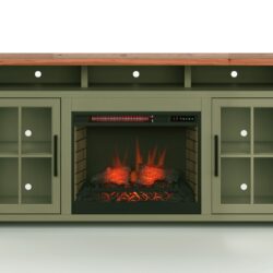 Vineyard - 74" Fireplace TV Stand Console For TVs Up To 85" - Sage Green And Fruitwood