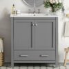 Bathroom Vanity With Single Sink, Combo Cabinet Undermount Sink, Bathroom Storage Cabinet With Two Doors And A Drawer, Soft Closing, Multifunctional Storage, Solid Wood Frame - Gray - Image 22