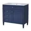 Bathroom Vanity With Top Sink, Modern Bathroom Storage Cabinet, 2 Drawers And A Tip-Out Drawer, Single Sink Bathroom Vanity - Blue - Image 14
