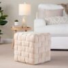 Square Braided Ottoman - Cream - Image 5