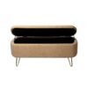 Storage Ottoman Bench For End Of Bed Gold Legs, Modern Camel Faux Fur Entryway Bench Upholstered Padded With Storage For Living Room Bedroom - Camel - Image 10
