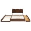 Queen Size Platform Bed With With 2 Big Drawers, Twin Long Size Trundle - Walnut - Image 11