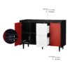 Sideboard Buffet Cabinet With Doors And Unique Panel Styling - Black / Red - Image 25