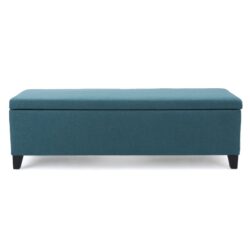 Storage Ottoman Bench With Polyester Upholstery And Wood Frame - Teal