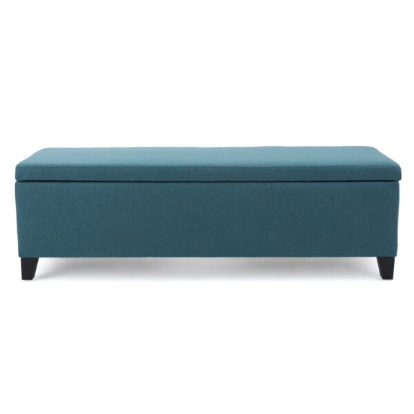 Storage Ottoman Bench With Polyester Upholstery And Wood Frame - Teal