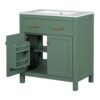 Bathroom Vanity With Ceramic Sink, Modern Single Bathroom Cabinet With 2 Doors And A Shelf, Soft Close Doors - Green - Image 16