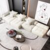 Modern Oversized Modular Sectional Sofa, Sparkling Fabric Soft Cushion Sofa With 6 Pillows, 6 Pieces Diy Combination Tufted Sofa, No Assembly Required - Beige - Image 10
