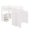 Twin Size Loft Bed With Drawers, Desk, And Wardrobe - White - Image 3