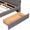 Queen Size Upholstered Platform Bed With USB And 2 Drawers, Lambswool Material - Gray - Image 10