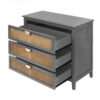 3 Drawer Cabinet Natural Rattan Suitable For Bedroom - Gray - Image 13