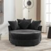 360° Swivel Accent Barrel Chair With Storage Ottoman & 4 Pillows, Modern Chenille Leisure Chair Round Accent For Living Room - Gray - Image 13