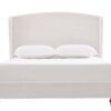 Windsor - Queen Tall Headboard Upholstered Wingback, Premium Textured, Minimalist Designs No Box Spring Needed - Ivory - Image 2