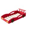 Wooden Race Car Bed, Car Shaped Platform Twin Bed With Wheels For Teens - Red / Yellow - Image 6