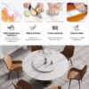 59.05" Modern Artificial Stone Round Carbon Steel Base Dining Table, White Artificial Stone Turntable - White / Black - Image 4
