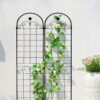 2 Pack Metal Garden Trellis For Climbing Plants Outdoor Rustproof Plant Support Rose Trellis Netting Trellis - Black - Image 9