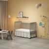 Crib 3 In 1 Convertible, Made Of Sustainable Pinewood, Non Toxic Finish, Comes With Locking Wheels, Wooden Nursery Furniture - Storm Gray - Image 8