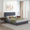 Donald - Mid-Century Modern Velvet Platform Bed King - Gray - Image 7