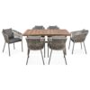 7 Pieces Patio Dining Set, All-Weather Outdoor Furniture Set With Dining Table And Chairs, Acacia Wood Tabletop, Metal Frame, For For Garden, Backyard, Balcony - Gray - Image 12