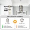 8 Light Metal Lantern Tiered Pendant Hanging Light Fixtures, Industrial Farmhouse Adjustable Height Chandeliers For Dining Room Hallway Foyer Entryway (E12 Bulbs Not Included) - Matte Black / Gold - Image 5