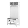 Hall Tree With 6 Hooks And Hinged Lid, Coat Hanger, Entryway Bench, Storage Bench, 3 In 1 Design, For Entrance, Hallway - White - Image 8