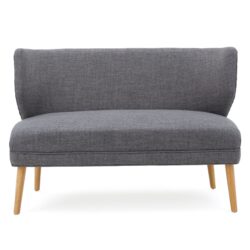 Classic Upholstered Loveseat With Curved Backrest - Gray