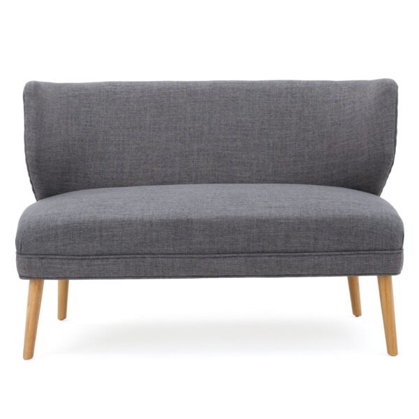 Classic Upholstered Loveseat With Curved Backrest - Gray