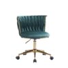 Office Desk Chair, Upholstered Home Office Desk Chairs With Adjustable Swivel Wheels, Ergonomic Office Chair For Living Room, Bedroom, Office, Vanity Study - Emerald - Image 3