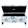 Luxury Storage Ottoman With Floral Patterned Fabric, Soft Close Hinges, Functional Footrest & Seat - Multicolor - Image 12