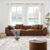 Nordic Modern Sofa With Detachable Pillowcase, French Velvet Fabric, Solid Wood Frame, High Density Sponge Filling - Camel - Image 5